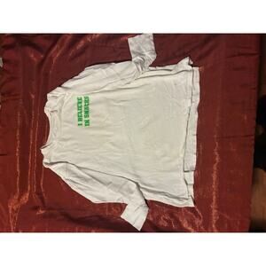 I Believe In Snakes Long Sleeve Shirt Mens White Green Graphic Tee Crewneck